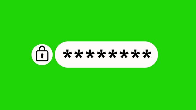 Enter password on PC, Log in Close up of computer screen entering correct password to system, Entry pin code animation on transparent background alpha channel. Animation Video 4K 