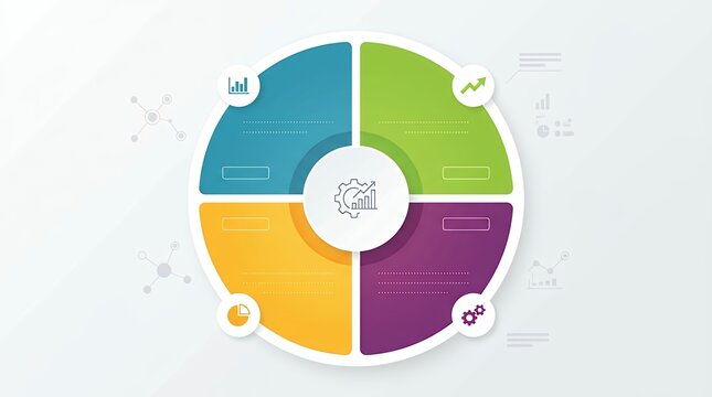 Minimalist four section blank circular diagram template designed for corporate data entry and statistics analysis blank business chart circular colorful corporate data design diagram element entry