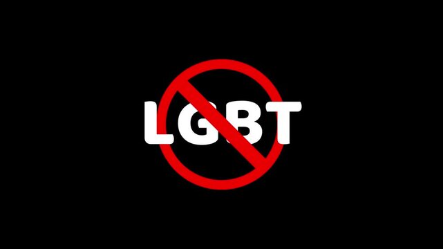 Stop LGBT sign animated social protest on transparent background alpha channel. Animated Video 4K