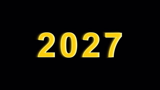 Glowing golden 2027 digits shine against black, creating a luminous new year backdrop for celebrations, invitations, promotions, and festive marketing.