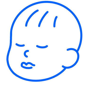 Blue Line Baby Face Illustration