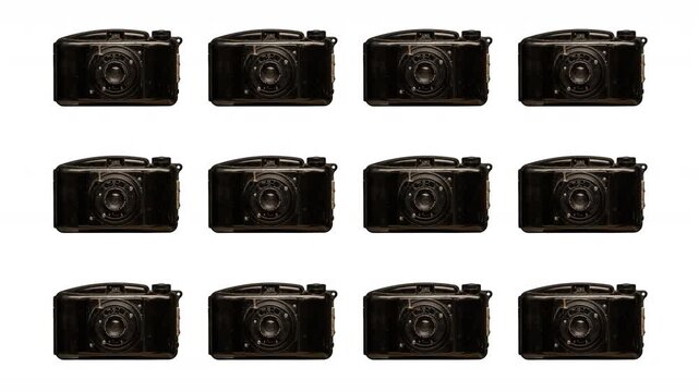 sequence of different vintage analogue film cameras
