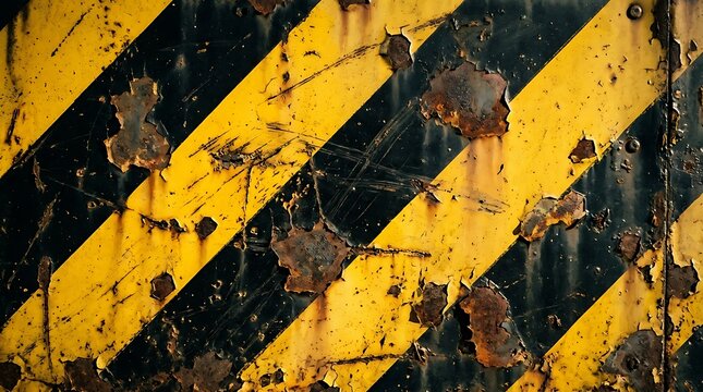Grunge industrial background featuring corroded yellow and black paint