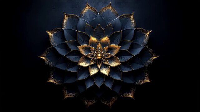 黒背景を流れる黄金の光彩を描いた幻想的な横型抽象動画