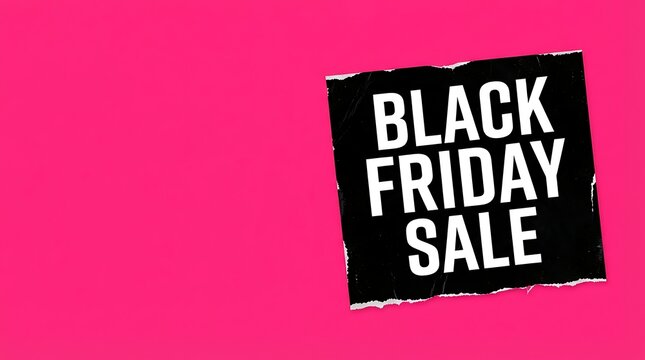 Black friday sale announcement on a vibrant pink background with distressed text effect