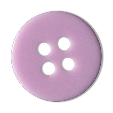 Single Lavender Round Four Hole Plastic Button Isolated On Transparent Background. Good for Digital Journal, Scrapbook, Sewing or Flatlay Props.