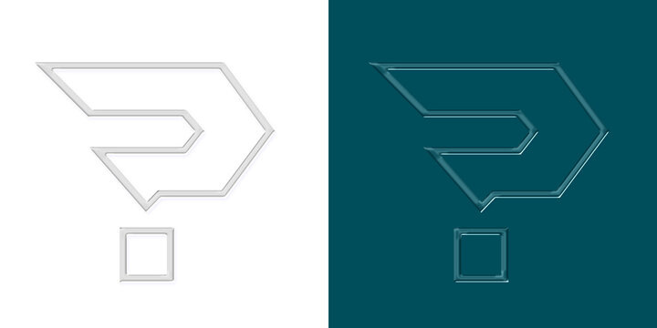Question mark logo with square base in white and teal versions