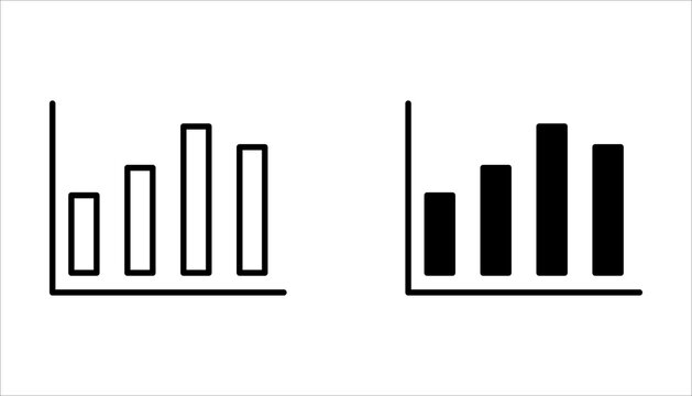 Up and down graph chart vector icon set. growth increase and decrease sign.