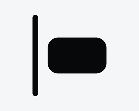 Black solid align left icon filled vector symbol with vertical line and rounded rectangle for layout alignment design and editing interface