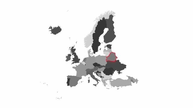 Europe_Belarus_map_on_dark_world_map 3 Video Footage Animated Motion for professional design projects presentations digital media and commercial visua