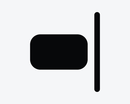 Black solid align right icon filled vector symbol with vertical line and rounded rectangle for layout alignment design and editing interface