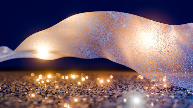Sparkling glittery fabric with glowing light reflections