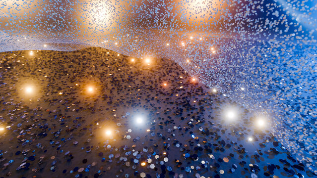 Abstract digital illustration of glowing particles and lights