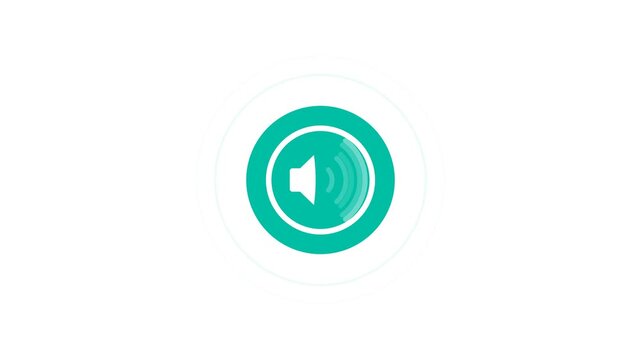 Ringing speaker volume audio notification icon with acoustic sound wave pulse and beat thump
