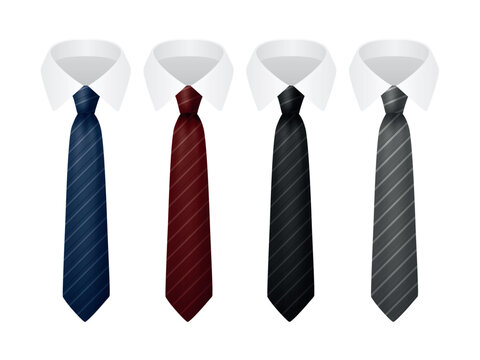 Fathers Day Necktie Vector Illustration. Colorful Neckties with Shirt Collars. Necktie Set for Father s Day Design Template for Banner, Invitation, Menswear Sale, Business, Fashion Design