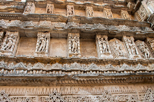 Subterranean architecture and detailed celestial sculptures of Rani ki Vav an 11th century stepwell in Patan Gujarat