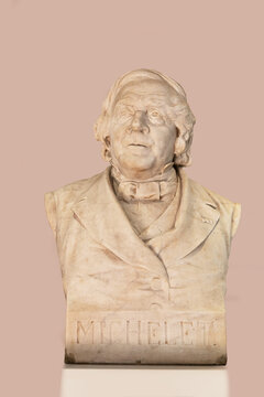 Statue of the writer and historian Jules Michelet in Normandy, France, in the town of Vascoeuil