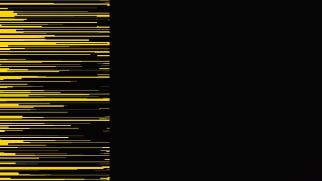 High-speed manga action lines transition. Features dual-layer sweeps (Yellow and Black), jagged speedline edges, and a pop-art comic bubble for seamle.