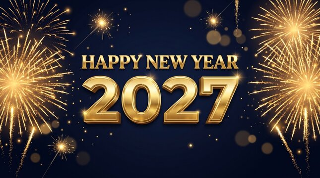 Happy new year 2027 celebration with fireworks