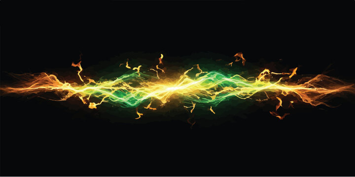 Electrical energy arcs with glowing plasma waves on black background arc wave high voltage electricity lightning discharge abstract particle conceptual intensity
