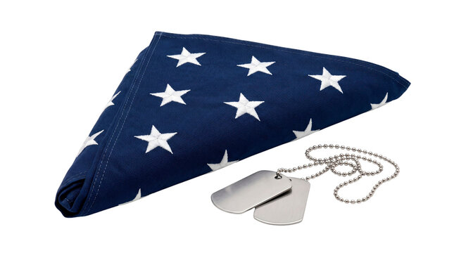 Folded American Flag and Military Dog Tags with No Background, Transparent PNG
Prompt
