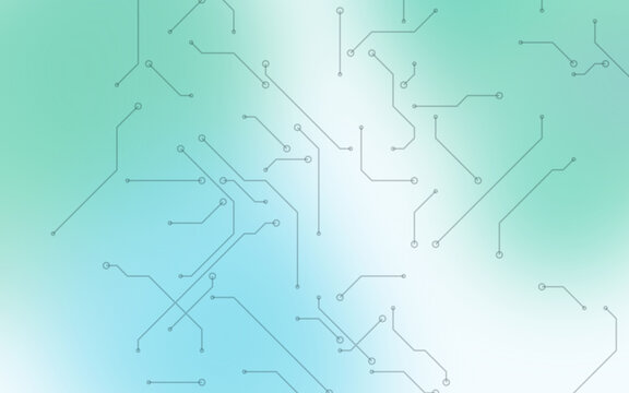 Soft mint and blue gradient with circuit board lines. Light aurora blur with technology pattern. Abstract clean digital wallpaper. Modern backdrop for medical and tech design.