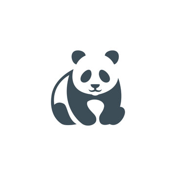 A minimalist stylized panda bear vector illustration icon featuring a cute simple rounded design perfect for branding logos and wildlife conservation themes