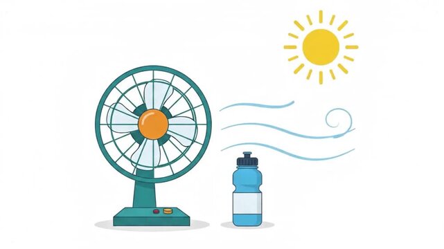 Electric Fan and Hot Sun Motion Graphic 
