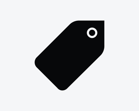 Price tag vector icon in black solid style with hole representing sale discount label shopping and retail product tag