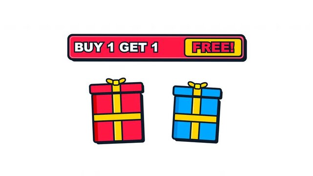 Buy one get one free animated gift box promotion banner