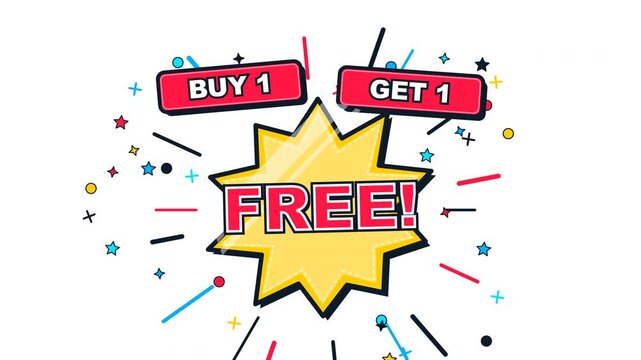 Buy one get one free promotion banner with animated starburst