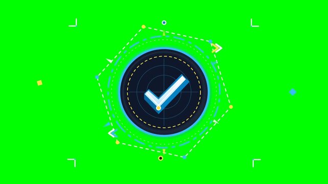 Animated Success Checkmark Icon on Green Screen Background