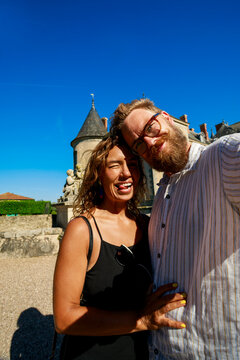 Couple Takes Selfie Near Historic Castle