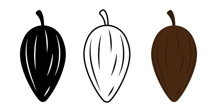 Cocoa Bean Icon Isolated on White Background for Organic, Natural, and Healthy Concepts. Vector Illustration