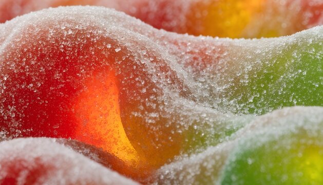 Colorful jelly texture background with sugar crystals. Macro candy texture detail. Website banner concept for sweet shop. Sweet marmalade macro background for candy shop banner