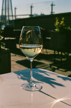 The glass of champagne