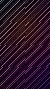 Abstract colorful diagonal parallel lines with neon gradient glowing on dark vertical background