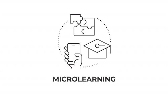 Microlearning animated line concept icon. Bite sized bursts of educative content. Innovative teaching method benefits Flat linear graphic motion. Minimalist black outline animation