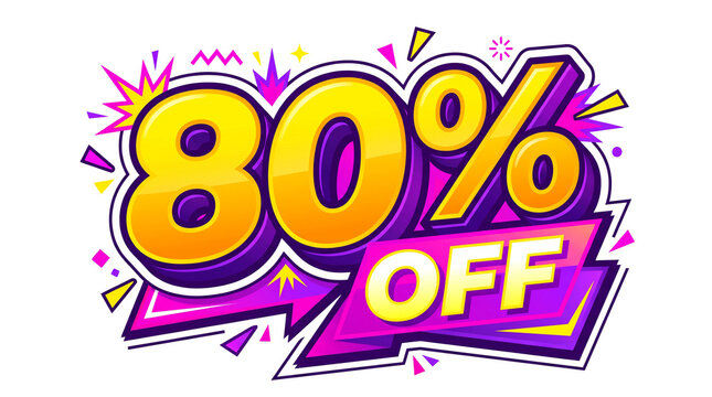 Discount label with bold lettering and starbursts is a vibrant vector illustration sale offer promotion markdown price-cut bargain reduction retail commerce graphic design typography yellow