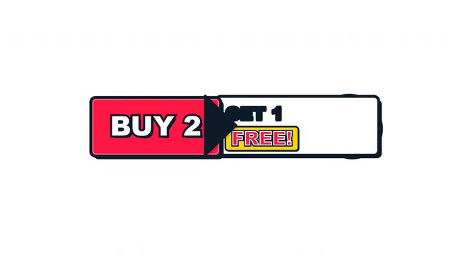 Buy two get one free sale offer sticker animation for ecommerce