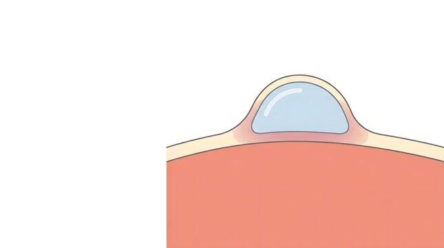 Minimal Medical Illustration of a Fluid-Filled Skin Vesicle