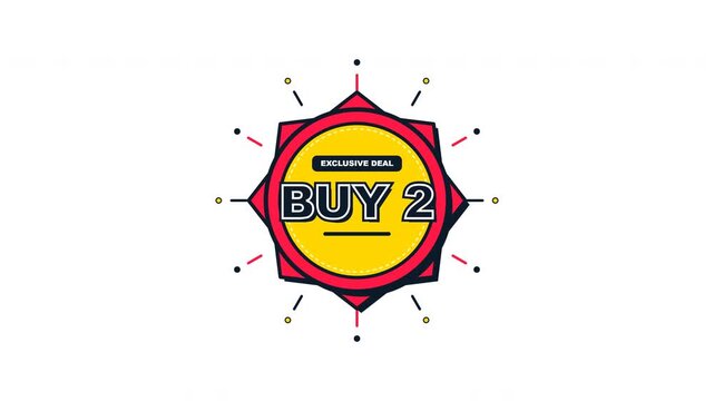Animated red starburst labels for buy two get one free promotion