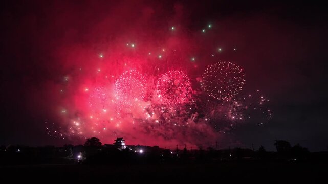 夜空を鮮やかに彩る利根川花火大会・幻想的な打ち上げ花火
