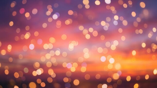 Bokeh lights during sunset with warm glow