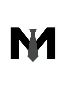 Monogram M with centered tie in black and gray
