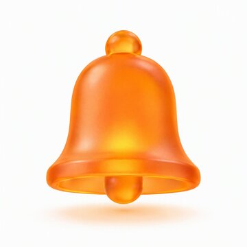 Bright orange translucent bell icon isolated on a white background