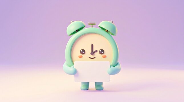 Cute alarm clock character for medication routine education, appointment reminders, patient adherence campaigns and healthcare social media posts.