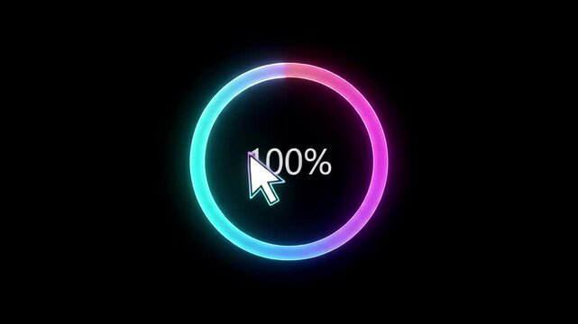 Glowing Neon Logout Icon Animation featuring an Exit Door and Arrow Cursor for User Interface Design, Website Navigation, and Digital Technology Visuals
