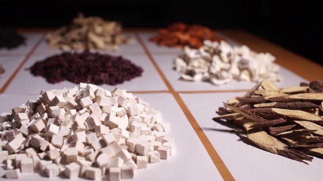 Various Korean Herbal Medicine Ingredients Collection Assortment Licorice Goji Berry Poria Traditional Medicine Korea 다양한 한약재 한약재료 모음 감초 구기자 복령 숙지황 당귀 한방 한의학 전통의학 한국