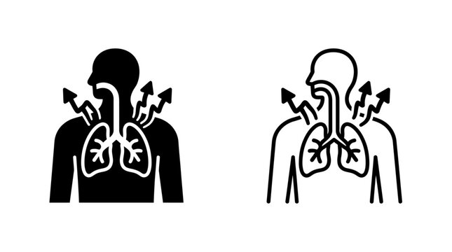 Human lung anatomy diagram showing respiratory breathing process